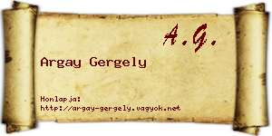 Argay Gergely névjegykártya